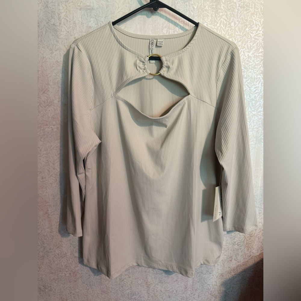 Cato‎ Contour Fir Cream Cut-Out Women's Blouse, Sz 14/16